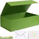 VGOODALL Green Gift Box with Lid 14x8.7x4.3inches Magnetic Gift Box with Ribbon Greeting Card for Wrapping Bridesmaid Proposal Party Favors
