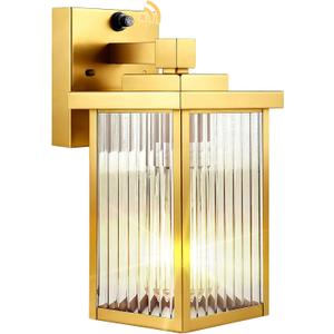 1 Pack Dusk to Dawn Outdoor Lighting, Waterproof Outdoor Porch Light with Tempered Glass, Outdoor Light Fixture for House Exterior Front Door Garage Patio (Gold Color)