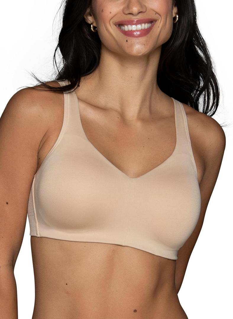 Vanity Fair Women's Beauty Back Smoothing Wireless Bra, Comfort and Support, Simple Sizing (Beige, L)