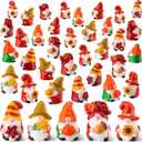 80 Pcs Thanksgiving Gnomes Bulk Miniature Thanksgiving Gnomes Figurines to Hide Fairy Resin Statues Pumpkin Maple Leaves Tiny Statues Gift Harvest Table Decorations for Patio Garden Landscape
