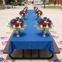 EYNDYN 12 Bundles 4th of July Artificial Rose Patriotic Faux Fake Red White Blue Flowers Bouquet with Ribbon for Independence Day Memorial Day Farmhouse Table Centerpiece Floral Vase Home