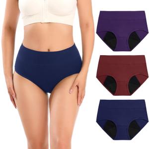 Molasus Incontinence Underwear for Women Absorbency Period Leakproof Panties (3X-Large, Multicolor-3Pack)