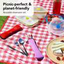 Travel Utensils Set with Case 4 Pack, Reusable Stainless Steel Portable Cutlery (Fork, Spoon, Knife, Straws & Cleaner) for Work, Dorm, Camping, Lunch Box, Compact Durable Silverware by Ecoberi (Pink)