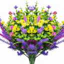 Artificial Flowers Outdoor, 6Pcs Faux Artificial Plants UV Resistant Plastic Flower Bulk for Hanging Planter Porch Window Home Wedding Fall Summer Decor