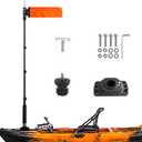 360 Degree Kayak LED Lights with Retractable Pole and Orange Visibility Flag, Waterproof Navigation LED Light for Night Kayaking Fishing Paddling, Kayak Accessories