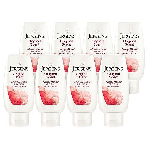 Jergens Original Scent Dry Skin Body Lotion, Hand and Body Moisturizer, Cherry Almond Essence, Dermatologist Tested, 3 Oz, Pack of 5