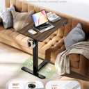 Overbed Bedside Table with Wheels, Electric Standing Desk Adjustable Height, Small Computer Desk for Home Office, Rolling Laptop Desk for Bed, Sofa, or Hospital Use (28"x16",Dark Walnut)