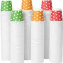 Tamone 600 Pack 3 oz Paper Cups, Small Bathroom Cups, Disposable Cups, Mini Paper Cups Dot Design, Red, Green, Yellow Mouthwash Cups for Party, Picnic, BBQ, Travel, Home and Event