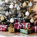 Soaoo 12 Pcs 2.4 Inch Neutral Glass Christmas Ball Ornament Metallic Textured Christmas Tree Decoration Beaded Glass Ball Ornaments Xmas Hanging Decor for Home Fireplace Mantel Wall Party Decor