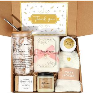 iAOVUEBY Employee Appreciation Gifts, Appreciation Gift for Coworkers, Thank You Gift for Women Coworkers Teacher Mentor Friends Leaders w 16oz Difference Maker Glass