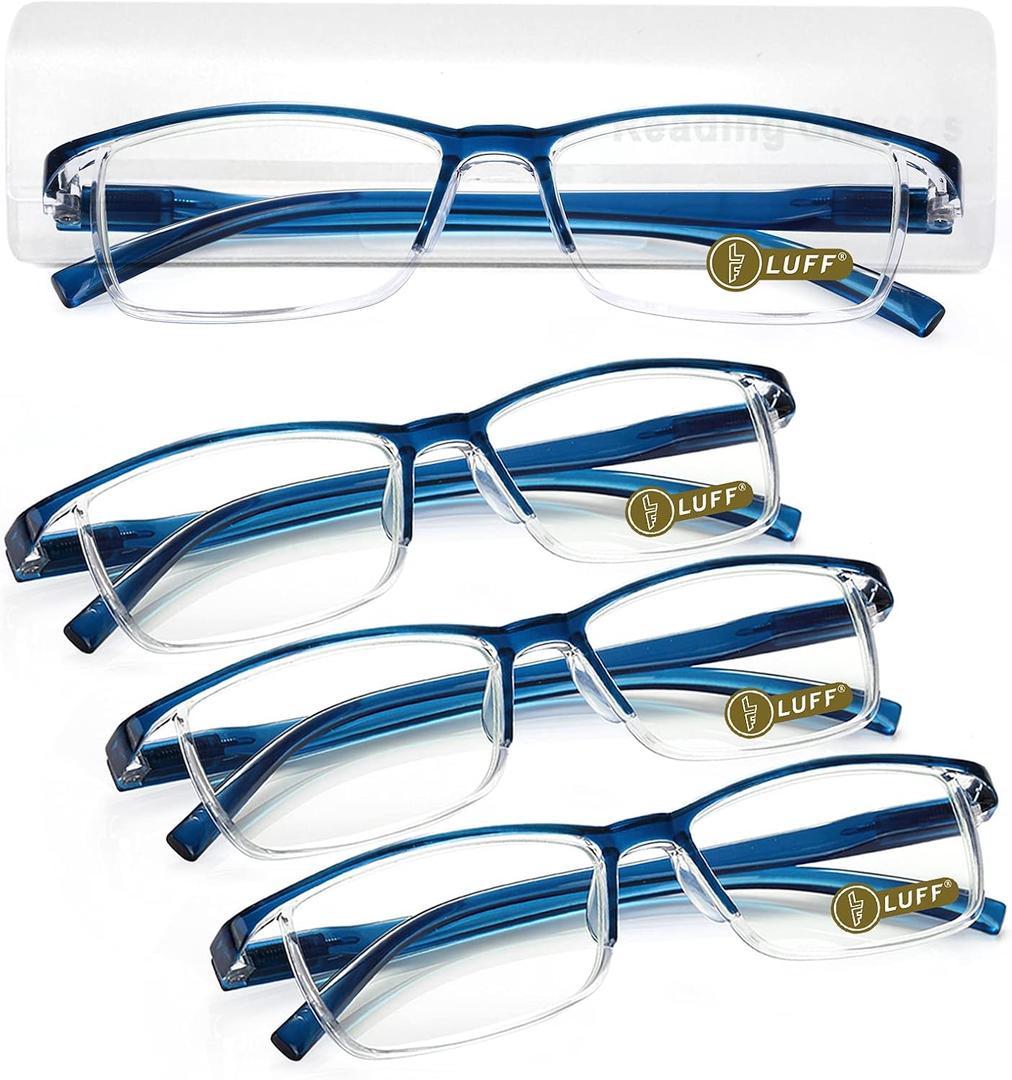 LUFF 4Pcs Anti-Blue-ray Reading Glasses Portable Ultra-Light Readers(3.25X)