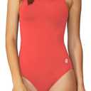 baleaf Women's Athletic Training Adjustable Strap One Piece Swimsuit Swimwear Bathing Suit Coral Red 40/X-Large