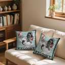 Rooster Throw Pillow Covers Set of 2, 18 x18 Inch Double-Sided Print Pillows Farmhouse Welcome Cushion Cases, Country Farm Chicken Poultry Decor for Couch, Sofa, Entryway, Porch