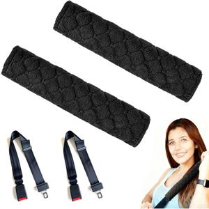 2 Pack Seat Belt Pad Covers, Soft Shoulder Strap Cushion with Hook & Loop Closure, Universal 9" Seatbelt Covers for Car, Truck & SUV, Comfort Protection for Neck & Shoulder,Style 1
