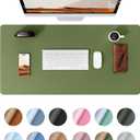 YSAGi Leather Desk Protector, Office Mat, Large Mouse Mat, Non-Slip PU Leather Blotter, Laptop Pad, Waterproof Writing Pad for Office and Home (Green, 35.4" x 17")