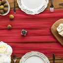 Artoid Mode 6PCS Red Gauze Table Runner 120 Inch 10FT, Seasonal Sheer Kitchen Dining Holiday Wedding Birthday Baby Shower Table Decor for Home Party