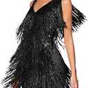 Sequin Cocktail Dresses Flapper Dresses 1920s Gatsby with All-Over Fringe Mini Dresses Prom Party Dress, Medium
