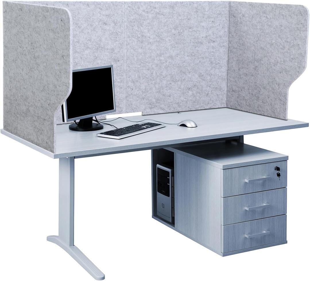 Dunzoom Large Desk Dividers for Students 47.3 x 15.7 Inch Acoustic Portable Fold Classroom Table Privacy Felt Boards for Workstation Office Home Furniture Partitions and Dividers(Gray), Classic