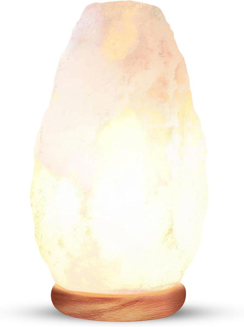 Himalayan Glow White Salt Crystal Lamp, Natural Salt Night Light, Hand Crafted Salt Lamps with Neem Wooden Base, Salts Lamp Bulb,(ETL Certified) Touch Dimmer Switch | 5-7 LBS