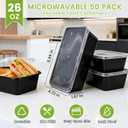 50-Pack Meal Prep Containers, 26 OZ Microwavable Reusable Food Containers with Lids for Food Prepping, Disposable Lunch Boxes, Plastic Food Boxes- Stackable, Freezer Dishwasher Healthy
