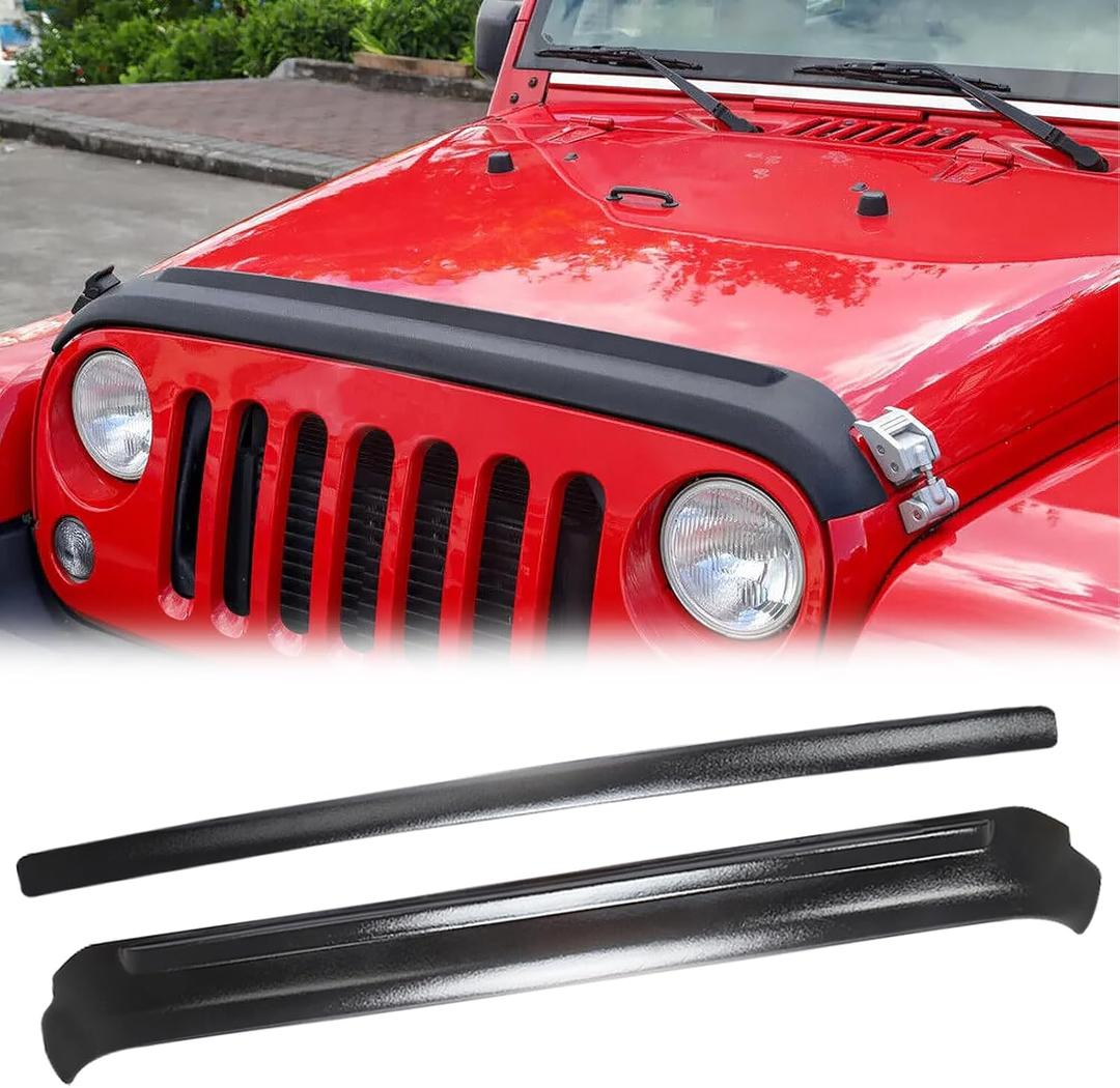 Hood Deflector Hood Protector with Tailgate Protector Compatible with 2007-2018 Jeep Wrangler JK Hood Protector Bug Deflector Stone Guard