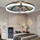 Ceiling Fans with Lights, 20 Inch Low Profile Flush Mount Ceiling Fan, 3000K-6500K, Stepless Dimming Fan Light, 6 Speeds, Ceiling Fan with Air Circulation for Smaller Rooms, Remote Control with Timer