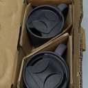 DOWAN Coffee Mugs, 15 oz Mug Set of 2, Large Ceramic Coffee Mug with Cork Bottom and Spill Proof Lid for Mom Dad, Big Mug for Latte Tea, Matte Grey