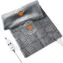 Weighted Heating Pad with Massager Electric Heating Pad for Back with Massaging Vibration, 3 Heating Levels & 3 Massage Types, XXXL Large Size Heating Pad, 33 x 17, Grey