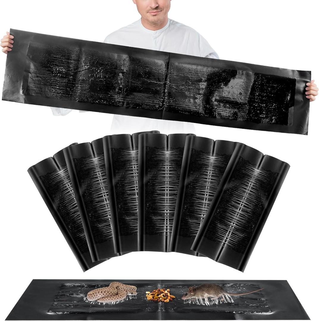 Kittmip 6 Pack 47 x 11 Mouse Glue Traps, Large Super Sticky Rat Glue Traps, Anti Slip and Pet Friendly, Peanut Scented Mice Sticky Board That Work for Home Indoor Outdoor Restaurant Kitchen Office