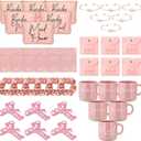 Didaey 42 Pcs 6 Sets Wedding Favors Bridesmaid Proposal Gifts Maid of Honor Ceramic Coffee Cups Cosmetic Makeup Bags Invited Cards Scrunchies Knotted Bracelets Jewelry Bags Hair Claw Clips(Pink)