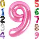 40 Inch Pink Number 9 Balloon, Giant 9 Number Balloons for 9th Birthday Decorations, Party Supplies, Pink Party Decor