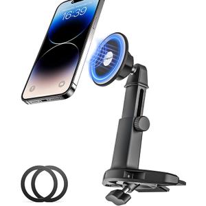 Car CD Slot Phone Mount Magnetic, Car CD Player Phone Holder Mag-Safe with Telescopic Arm [Upgraded Powerful Magnet] for iPhone 15/14/ 13 Series, MagSafe Case & Other Android Phones