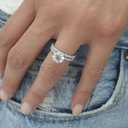 LIOYSIUT Platinum Plated Simulated Diamond Engagement Rings Set Princess Wedding Rings for Women Brilliant Cubic Zirconia Big Engagement Bridal Sets 925 Sterling Silver Promise Rings Set Size 7