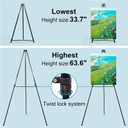PUJIANG 63" Aluminum Easel Stand for Sign, Large Collapsible Easels for Display Posters/Whiteboard, Adjustable Height Artist Easel for Painting- Floor/Tabletop, Holds 25 lbs,1pcs