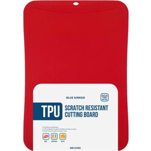 Blue Ginkgo TPU Cutting Mat [Medium]  Korean-Made Flexible, Knife-Friendly, Durable Kitchen Cutting Board (Red)