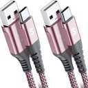 USB Type C Cable 3.1A Fast Charging [2Pack, 3.3ft+3.3ft], Sweguard USB-A to USB-C Charger Nylon Braided Cord for Samsung Galaxy S21 S20 S10 S9 S8 Plus, Note 20 10 9 8 7, A71 A51 A32, LG, Moto, PS5-Pink