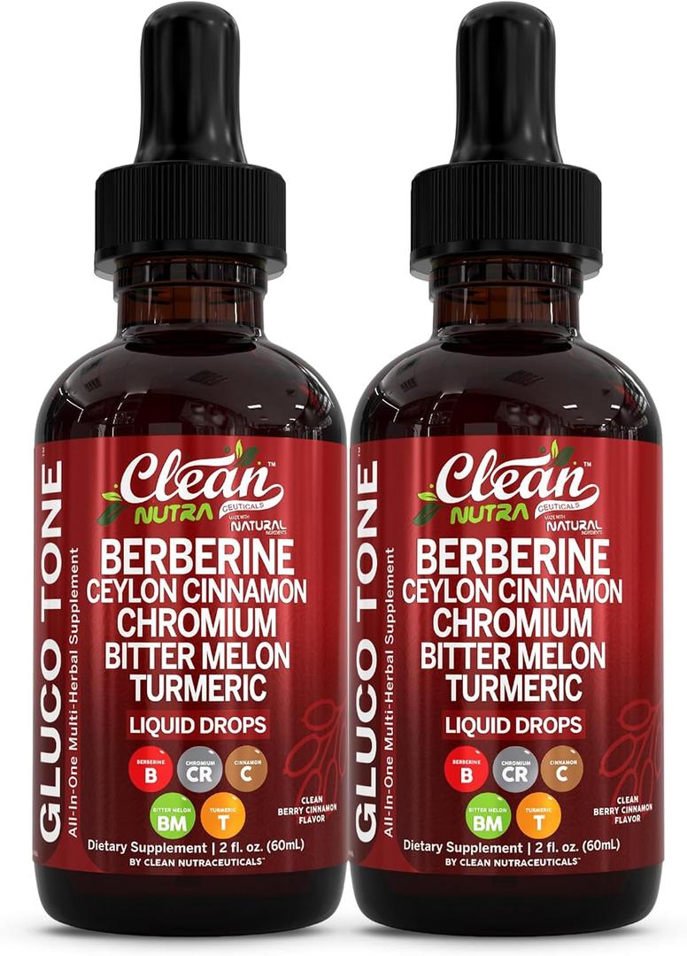 Organic Ceylon Cinnamon Berberine Liquid Drops Supplement with Bitter Melon Extract, Glucomannan, Gymnema, Chromium, Turmeric, Organic Panax Ginseng, Apple Cider Vinegar, Moringa Powder Vegetarian (2)