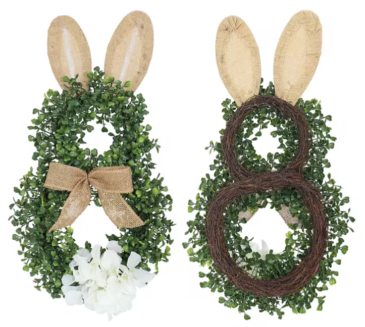 Easter Cute Rabbit-Shaped Wreath, Wall-Mounted Wreath, Door Wall Decoration, Home Garden Decorative Wreath 10x10 inches