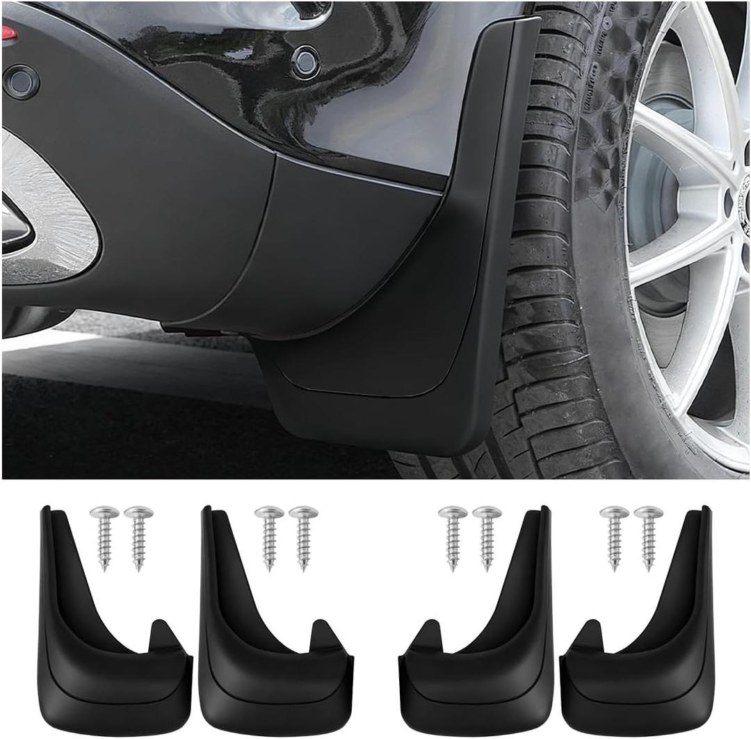 Craedli 4PCS Car Mud Flaps, 12"8.5" Universal Bendable Auto Splash Guards Set with Screws, Flexible Vehicle Front & Rear Mudguard Protection Accessories for SUVs, Trucks, Cars (Black)