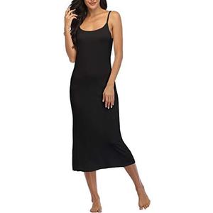 Summienlink Women's Full Slip for Under Dresses Sexy Long Sleeveless Nightgown Cami Dress size small