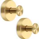 Gold Suction Cup Hooks for Shower Stainless Steel, Gold Suction Hooks for Shower Wall Hangs 11lbs, Bathroom, Kitchen, Glass Door, Mirror, Tile, Loofah, Towel, Coat, Bath Robe, Brushed Gold 2 Pack