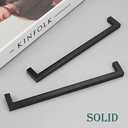 GOBEKOR 10 Pack Kitchen Cabinet Handles Black Square Cabinet Handles for Dresser Drawer 7-1/2in(192mm) Hole Centers, Solid Matte Black Solid Kitchen Cabinet Hardware