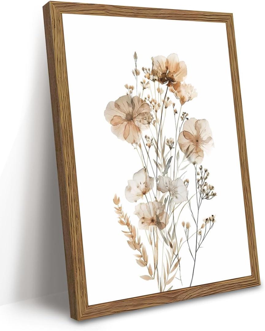 Framed Vintage Floral Wall Art, Spring Bathroom Pictures Wall Decor, Farmhouse Flower Canvas Prints, Laundry Paintings, Modern Country Artwork for Gallery Bedroom Decoration 16x24 Inch
