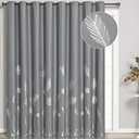 Estelar Textiler Extra Wide Blackout Curtain 120W x 96L Inch Long Silver Palm Tree Curtain Energy Saving Curtain Light Blocking Window Drape for Sliding Door, 10ft Wide x 8ft Long,1 Panel