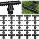25 Pack 1/2" Inch Drip Irrigation Connectors MNPT Adapter Tee Hydroponics Barbed Connector Fitting Line Connectors for Drip Sprinkler Garden Systems