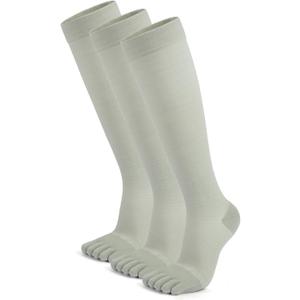 Compression Toe Socks Knee High Moisture Wicking Hiking Socks Graduated Support for Running,Nurses,Flight (Gray, L)