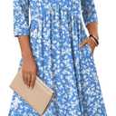 Zeagoo Summer Dresses for Women 2026 3/4 Sleeve Women's Dress Casual Midi Tshirt Dresses with Pockets Semi-Formal Sundress, Medium