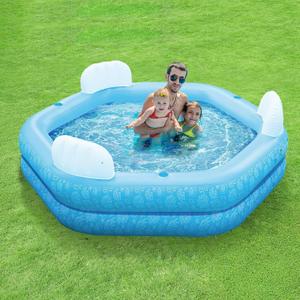 Inflatable Pool for Kids and Adults, PY SUPER MODE 85" x 85" x 23" Oversized Thickened Family Swimming Pool for Toddlers, Outdoor, Garden, Backyard, Water Party -Printed