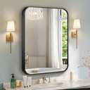 Black Bathroom Mirror for Wall, 30x36 Inch Brushed Matte Black Metal Framed Rectangle Wall Mirror for Bathroom Vanity, Living Room, Bedroom, Farmhouse, Hangs Vertically or Horizontally