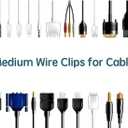 80pcs Adhesive Cable Clips 90 Strips, Finisher Wire Clamp Cord Clips Cable Management Light Clips Cable Organizer Max.1/4" Wire Hider for Cords